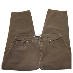 Bill Blass Brown Cotton Women's Easy Fit Pants Size 12